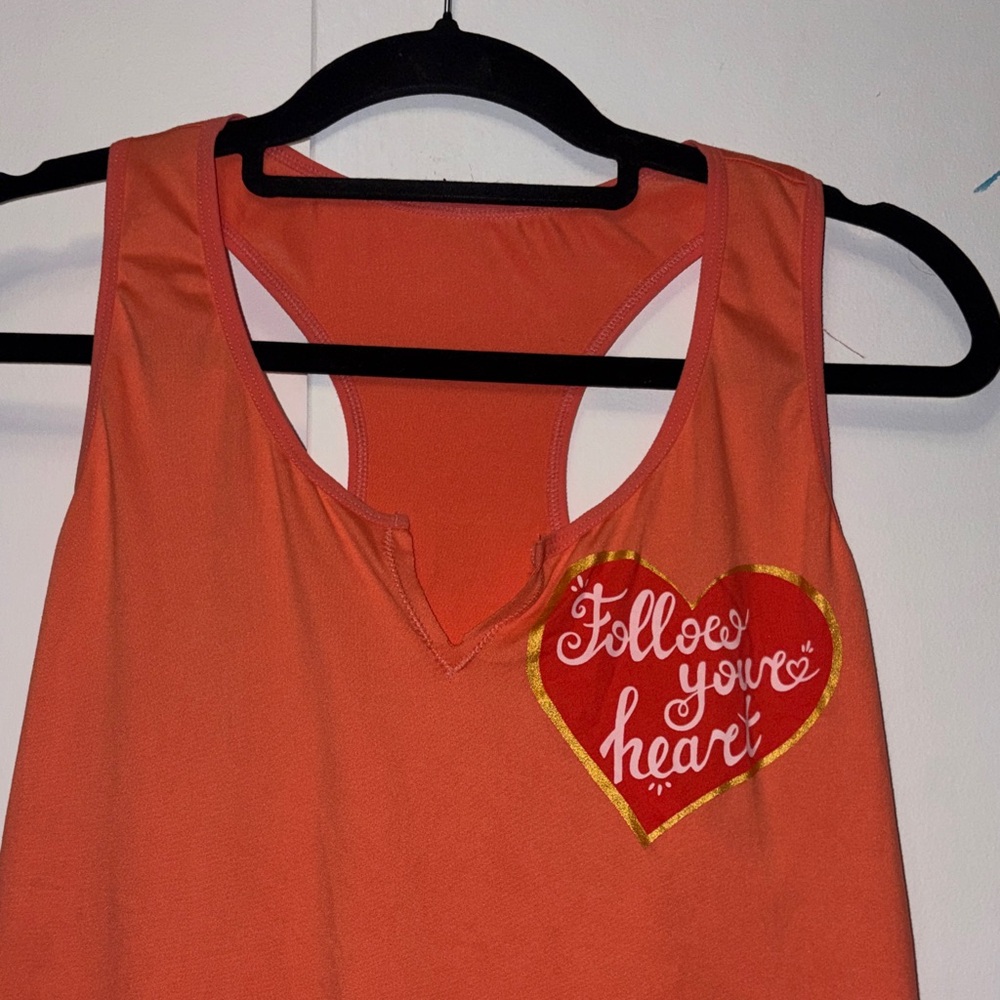 Vibrant Orange Tank Top with Heart Detail - Picture 3 of 6